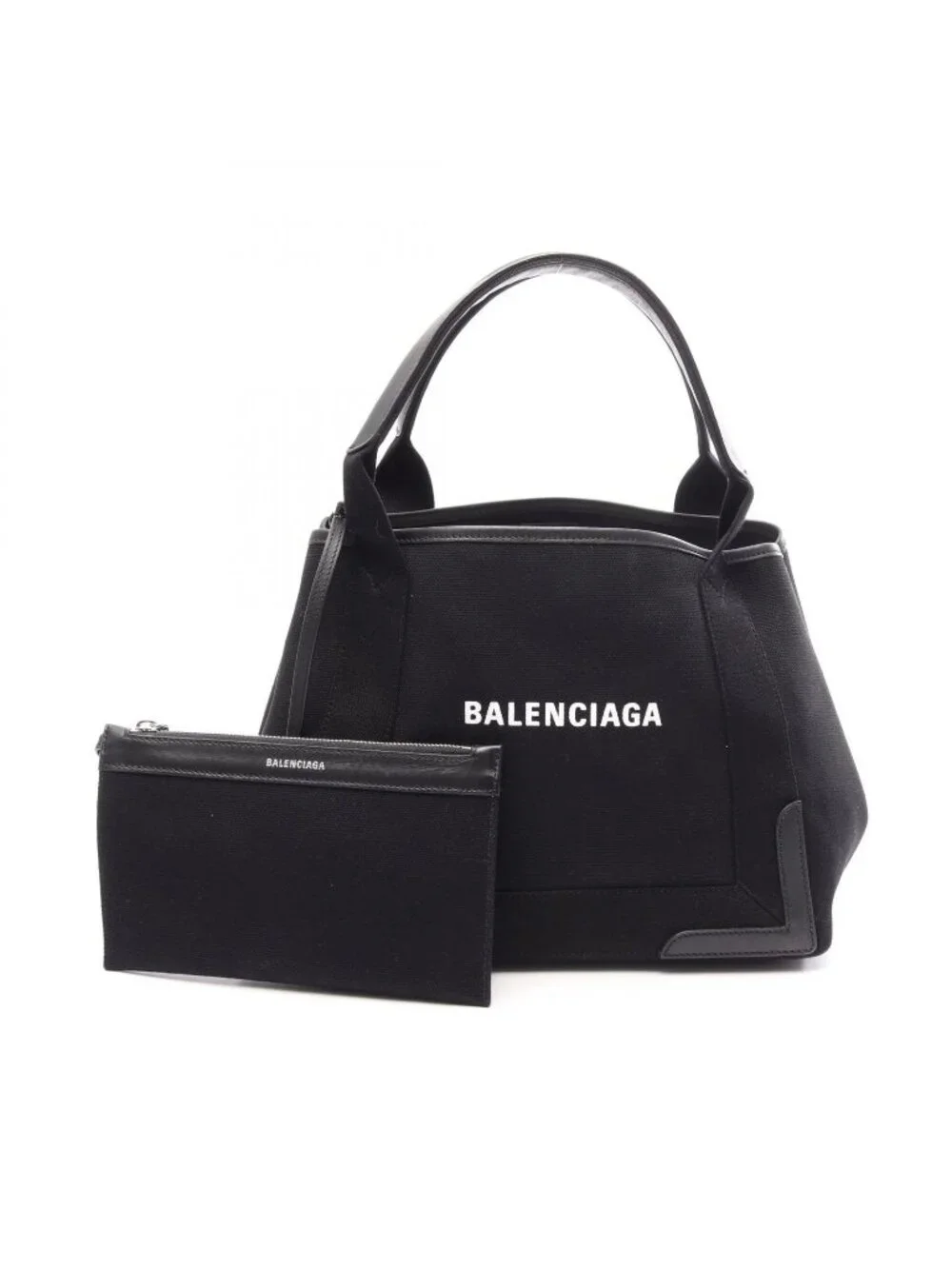 Balenciaga Tote Bag Navy Cabas S Black Leather
